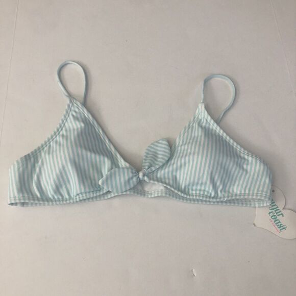 NWT Sugar Coast Large Blue Stripe Bikini Swim Top Removeable Padding #2407 - Picture 2 of 10